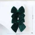 Nœud en velours vert pour décoration de sapin de Noël, suspension festive pour les fêtes. - Petit 2 Pièces / Vert Foncé