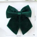 Ornement de nœud de Noël en velours vert foncé, grande décoration suspendue, 30x25cm. - L / Vert Foncé