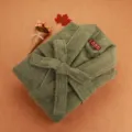 Green cotton terry bathrobe for men and women, soft hotel spa towel sleepwear robe. - M / Robe / Bean Green