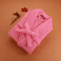 Pink cotton terry cloth bathrobe with belt, cozy sleepwear and hotel bath robe size L. - M / Robe / Pink