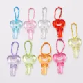 Kleurrijke hart sleutelhangers met kralenkettingen, doorzichtige hars hangers voor DIY ambachten - 10 Kralenkettingen + Transparante Sleutelhanger / Meerkleurig