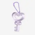 Purple translucent heart keychain pendant with bow and bead chain DIY craft accessory. - 10 Bead Chains + Transparent Keychain / Light Purple