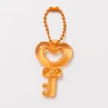 Colorful translucent heart keychain pendant with bead chain DIY craft accessory hanging ornament - 10 Bead Chains + Transparent Keychain / Orange