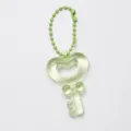 Translucent green heart key pendant with bead chain DIY accessories keychain handmade charms - 10 Bead Chains + Transparent Keychain / Fruit Green