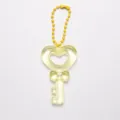 Yellow transparent heart key pendant with matching bead chain for diy craft handmade accessories - 10 Bead Chains + Transparent Keychain / Yellow