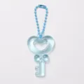 Light blue transparent heart key pendant keychain with matching bead chain DIY accessories - 10 Bead Chains + Transparent Keychain / Blue