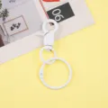 Porte-clés mousqueton en métal blanc accessoire DIY pendentif artisanal fait main pour loisirs. - Blanc
