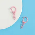 Pink metal keychain clasps, D-ring hardware charms for DIY handmade bags and accessories. - Pink