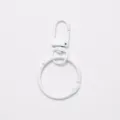 White metal keychain ring with swivel clasp, DIY craft accessory for bags and charms. - Gate Buckle + Ring / White