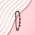 Black 6.5cm metal safety pin brooch, multi-hole decorative waist buckle DIY accessory. - Black