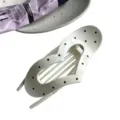 Close-up of a stylish white heart hair claw clip with black polka dots for daily hair styling. - 12.56x4.5x4cm (28.5g) / Off White