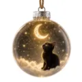 Transparante kerstbal ornament met schattig zwart kat en maan gloeiend nachtontwerp. - Zwarte Kat Halve Maan Sterrenhemel Halloween Microlandschap Transparante Bal Hanger