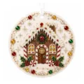 Round diamond painting Christmas gingerbread house ornament with colorful rhinestones and pearls. - 1 Piece / Gingerbread House