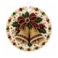 Round Christmas diamond painting hanging ornament with bells, rhinestones, and festive holiday decor - 1 Piece / Christmas Bell