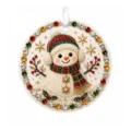 Round diamond painting Christmas snowman hanging ornament with colorful crystal gems and ribbon. - 1PC / Snowman