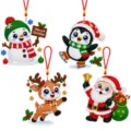 Christmas diamond painting hanging ornaments 4-piece set cute DIY diamond art tree decor - Christmas Cute Pet Character Diamond Painting Hanging Ornament