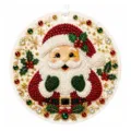 Round diamond painting Christmas ornament DIY handmade holiday hanging decoration festive art - 1PC / Santa Claus