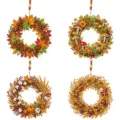 Diamond painting hanging wreath 4-piece set, DIY autumn harvest decorative craft kit. - Autumn Harvest Wreath Diamond Painting Hanging Ornament