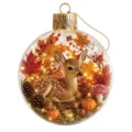Clear Christmas ornament ball with cute fawn and autumn micro landscape warm lights. - Lying Deer Autumn Forest Micro Landscape Transparent Ball Pendant