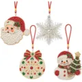 Christmas Diamond Painting Ornaments 4Pcs Set Santa Snowman Variant Styles New! - Pearl Texture Christmas Classic Hanging Ornament