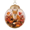 Transparent ball ornament with autumn fox diorama, perfect festive holiday hanging decor. - Red Fox Autumn Forest Micro Landscape Transparent Ball Pendant