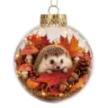 Transparent Christmas bauble ornament with cute autumn hedgehog and fairy lights interior decor. - Hedgehog Autumn Forest Micro Landscape Transparent Ball Pendant