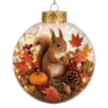 Transparent glass ball ornament with autumn squirrel forest scene for holiday decor tree hanging. - Acorn Holding Squirrel Autumn Forest Micro Landscape Transparent Ball Pendant