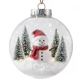 Clear glass Christmas ornament ball with cute snowman and snow scene for holiday decor. - Red Scarf Snowman Ice Snow Scene Micro Landscape Transparent Ball Pendant