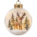 Transparent Christmas ornament ball with cute reindeer and snow scene interior design. - Red Nose Reindeer Snow Scene Micro Landscape Transparent Christmas Ball Pendant