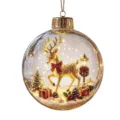 Christmas transparent ball hanging ornament with golden reindeer and mini tree for holiday decor. - Golden Reindeer Snow Scene Micro Landscape Transparent Christmas Ball Pendant