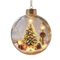Transparent glass Christmas ball ornament featuring a miniature snowy tree and holiday decor inside. - Christmas Tree Snow Scene Micro Landscape Transparent Christmas Ball Pendant