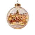 Transparent Christmas ball ornament with miniature Santa village scene, festive tree and lights decor. - Santa Claus Town Carousel Transparent Christmas Ball Pendant