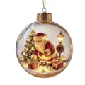 Transparent Christmas bauble pendant with miniature Santa scene, festive tree and gift boxes. - Santa Claus Gift Snow Scene Micro Landscape Transparent Christmas Ball Pendant