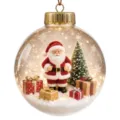 Transparent Christmas ball ornament featuring Santa Claus, mini tree, and gifts inside. Perfect. - Santa Claus Gift Pile Snow Scene Micro Landscape Transparent Ball Pendant