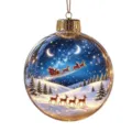 Transparent Christmas bauble ornament with snowy landscape, festive tree hanging decoration - Santa Claus Flying Sleigh Starry Snow Scene Transparent Christmas Ball Pendant