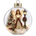 Christmas glass ball ornament with inner angel LED scene, festive tree decor item. - Christmas Transparent Ball Praying Angel Tree Snow Scene Decorative Ball