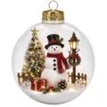 Clear Christmas ball ornament with miniature snowman scene, festive hanging decor for tree. - Christmas Transparent Ball Red Scarf Snowman Tree Snow Scene Decorative Ball