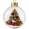 Transparent Christmas ornament ball with mini snowy tree and gifts inside for holiday decor. - Christmas Transparent Ball Decoration Tree Gift Stocking Snow Scene Decorative Ball