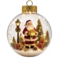 Transparent glass Christmas ball ornament with miniature Santa scene and LED lights decor. - Christmas Transparent Ball Santa Holding Gift Tree Snow Scene Decorative Ball