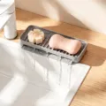 Porte-savon en silicone gris clair taille moyenne, support antidérapant à séchage rapide. - M / Gris clair