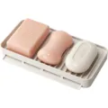 Porte-savon en silicone avec design drainant et trois savons pour la salle de bain. - L / Blanc Minimaliste