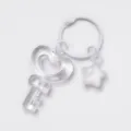 Transparent acrylic heart key ring DIY jewelry accessory with star charm and cute bow design. - Key and Star Pendant Set / 3cm Ring / White
