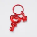 Red transparent heart key pendant DIY jelly star jewelry accessory charm for cute style bag - Key and Star Pendant Set / 3cm Ring / Red