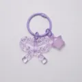 Purple transparent acrylic bow star keychain, cute dopamine style bag pendant accessory. - 3cm Ring + Transparent Bow + Transparent Star / Purple