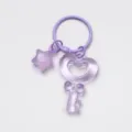 Purple translucent heart key and star keychain, cute jelly style DIY accessory charm. - Key and Star Pendant Set / 3cm Ring / Purple