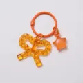 Orange transparent acrylic bow star keychain bag pendant stylish aesthetic accessory gift - 3cm Ring + Transparent Bow + Transparent Star / Orange
