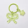 Green dopamine translucent acrylic bow star keychain bag pendant chic accessory gift - 3cm Ring + Transparent Bow + Transparent Star / Fruit Green