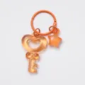 Orange translucent heart key keychain jelly star charm cute DIY accessories pendant - Key and Star Pendant Set / 3cm Ring / Orange