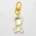 Portachiavi orsetto trasparente giallo simpatico ciondolo acrilico colore caramella borsa - Chiusura + Orsetto Trasparente / Giallo