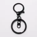 Black metal keychain 3-piece set lobster clasp round ring DIY bag charm hardware accessory - Black